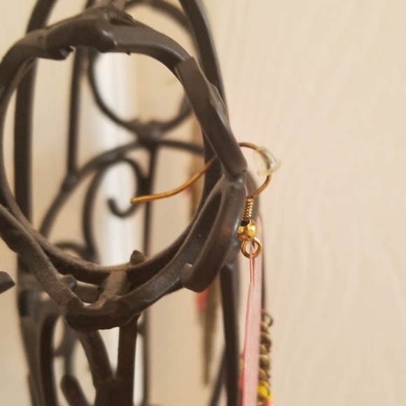 Earrings - Rustic pink hearts, dangle - Picture 5 of 5